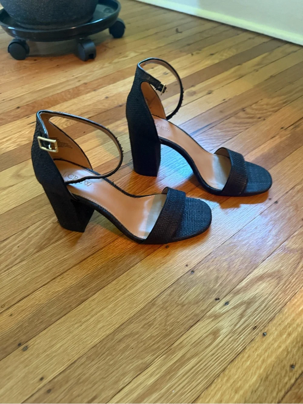 J. Crew Black Block Heel Ankle-Strap Sandals - Women size 9